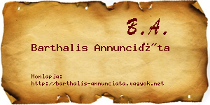 Barthalis Annunciáta névjegykártya